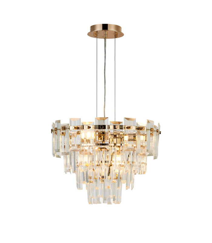 Delmar 41cm Pendant 6 Light E14 French Gold/Clear Glass-1