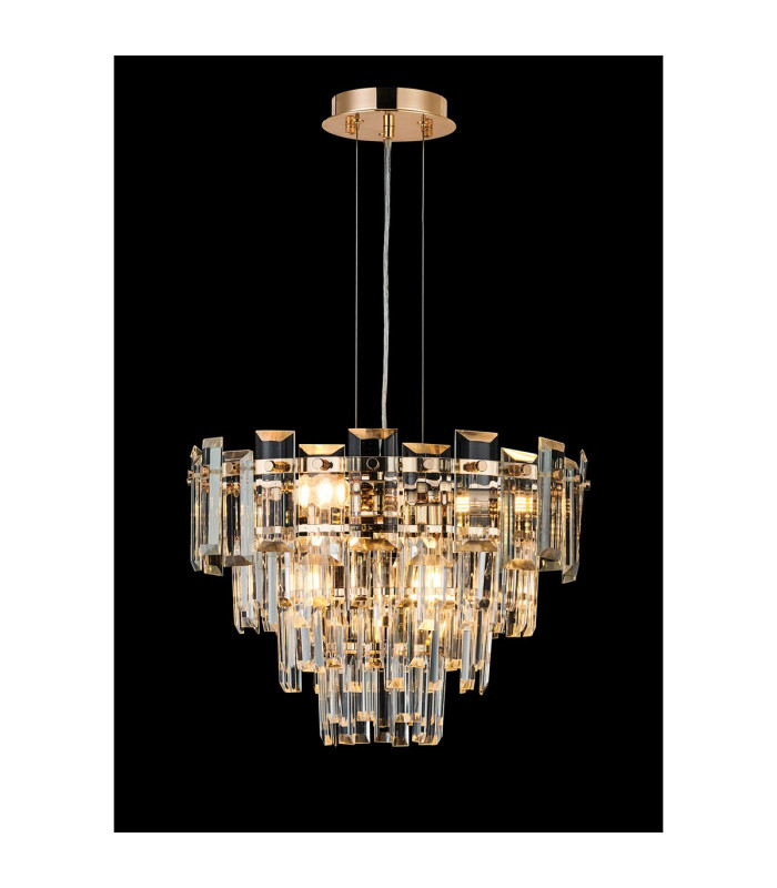 Delmar 41cm Pendant 6 Light E14 French Gold/Clear Glass-3