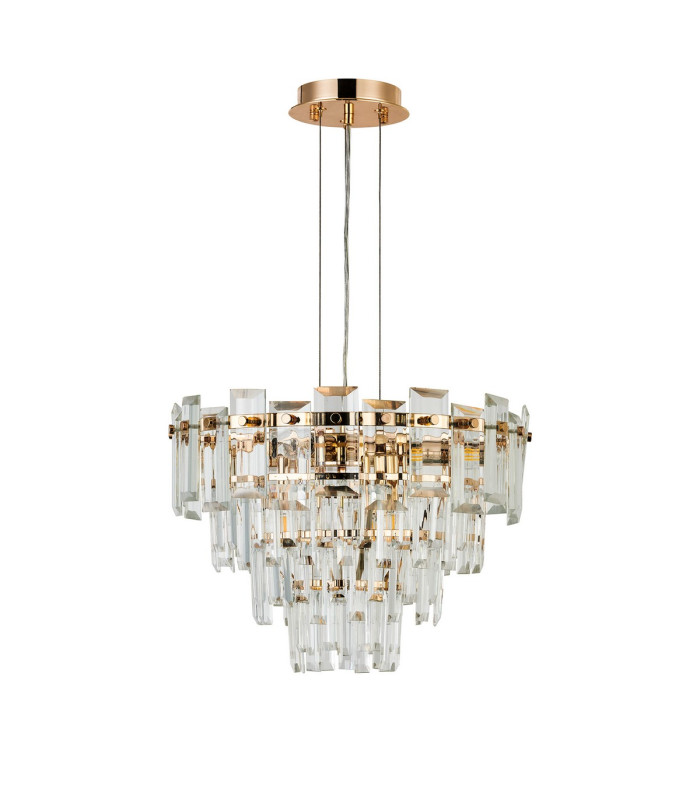 Delmar 41cm Pendant 6 Light E14 French Gold/Clear Glass-4