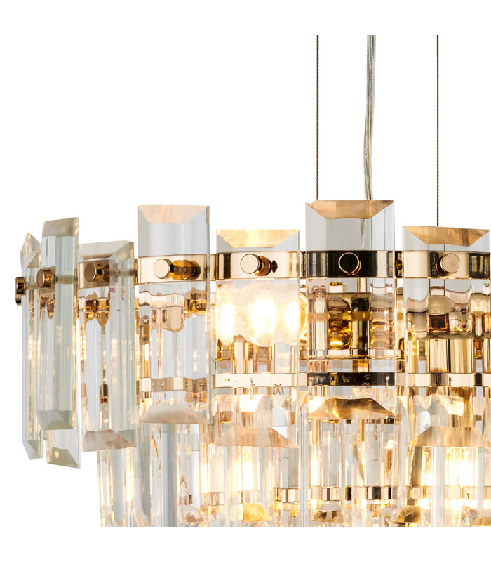 Delmar 41cm Pendant 6 Light E14 French Gold/Clear Glass-6