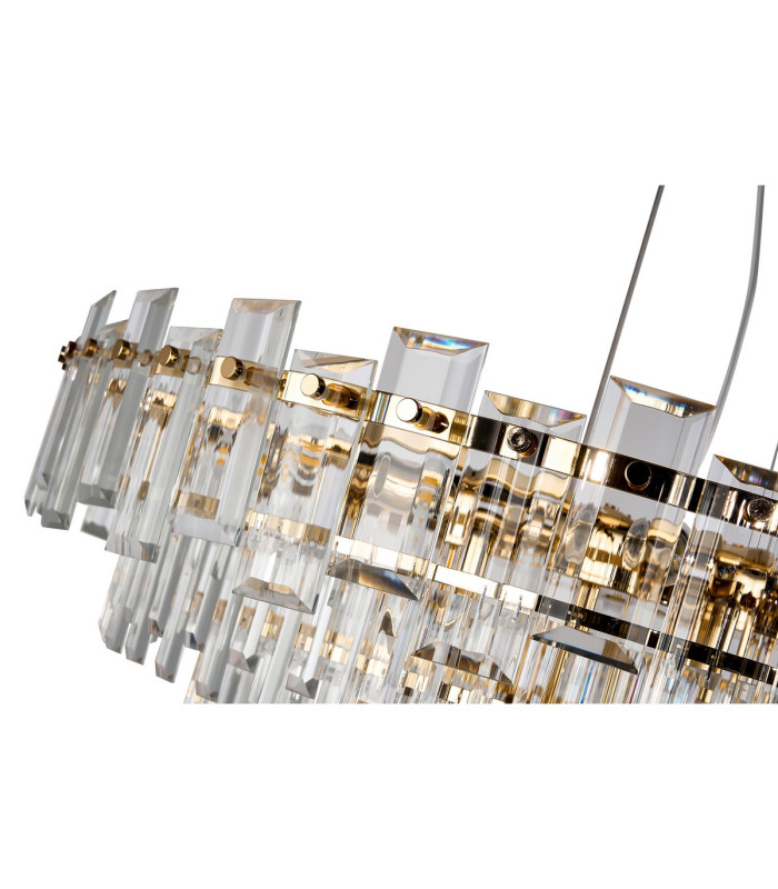 Delmar 41cm Pendant 6 Light E14 French Gold/Clear Glass-9