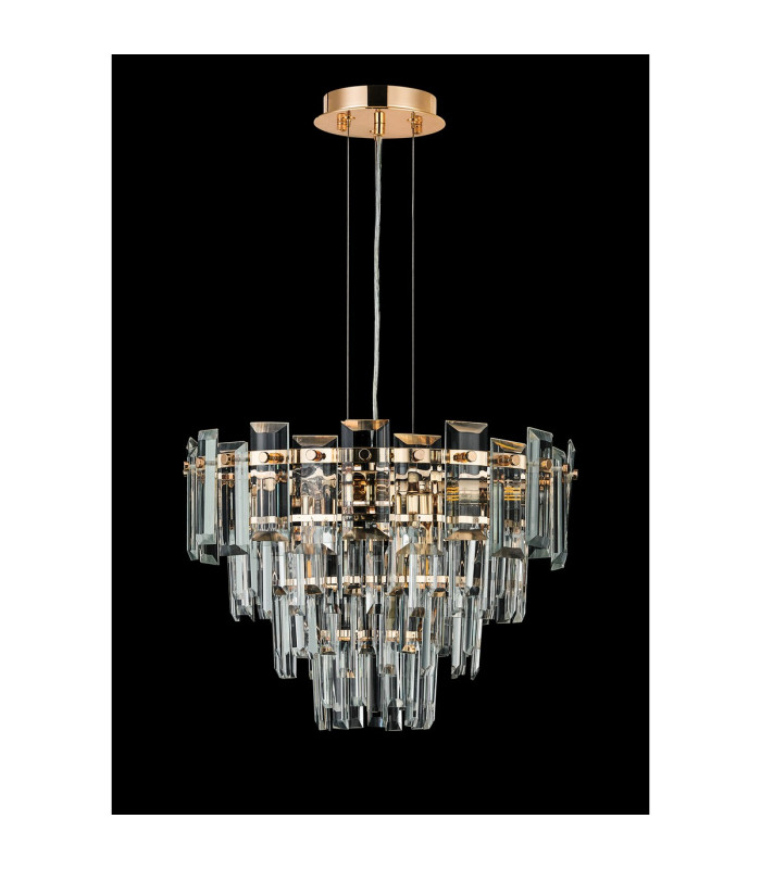 Delmar 41cm Pendant 6 Light E14 French Gold/Clear Glass-10