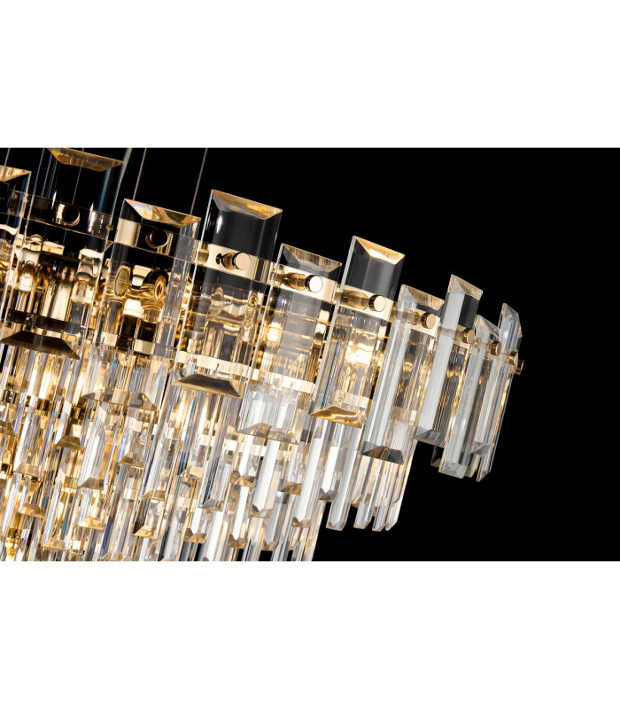 Delmar 41cm Pendant 6 Light E14 French Gold/Clear Glass-11
