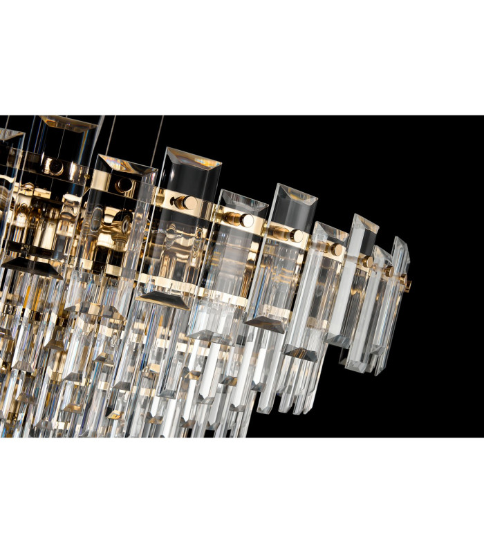 Delmar 41cm Pendant 6 Light E14 French Gold/Clear Glass-14