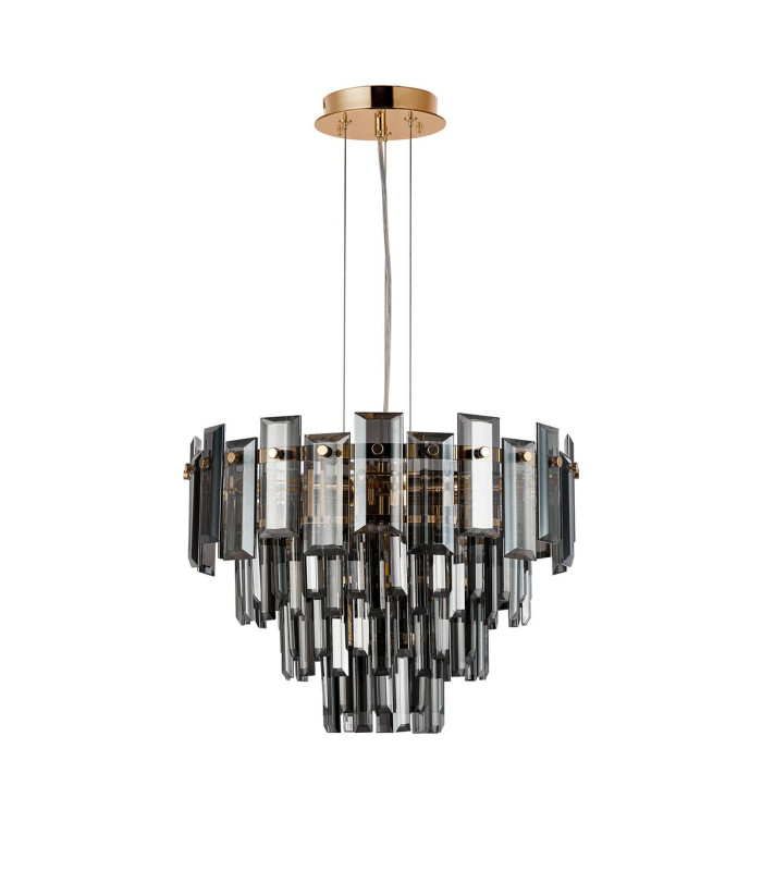 Delmar 41cm Pendant 6 Light E14 French Gold/Smoke Glass-4