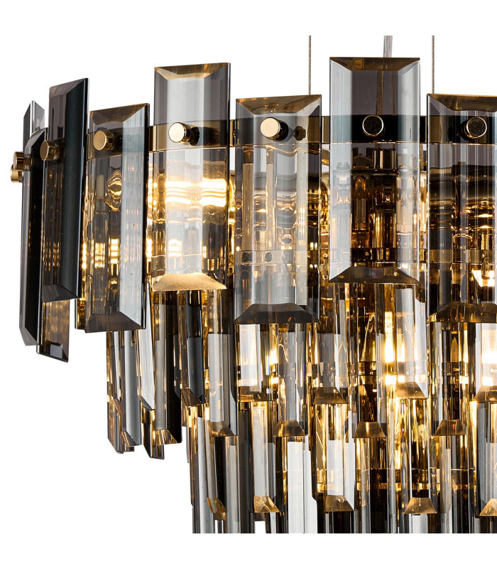 Delmar 41cm Pendant 6 Light E14 French Gold/Smoke Glass-6