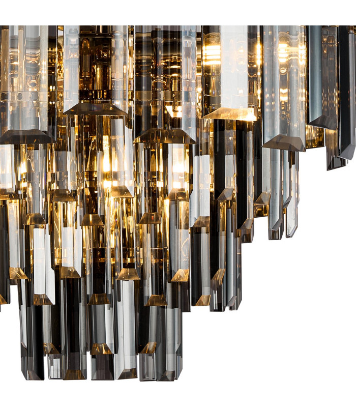 Delmar 41cm Pendant 6 Light E14 French Gold/Smoke Glass-7