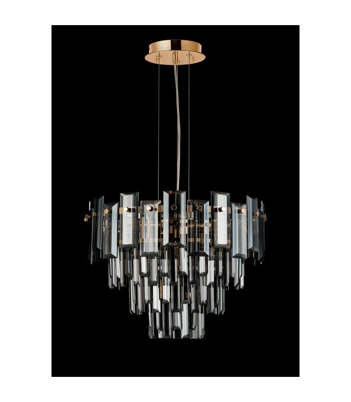 Delmar 41cm Pendant 6 Light E14 French Gold/Smoke Glass-13