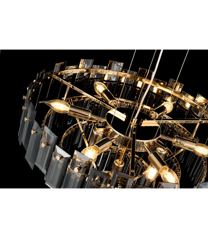 Delmar 41cm Pendant 6 Light E14 French Gold/Smoke Glass-14