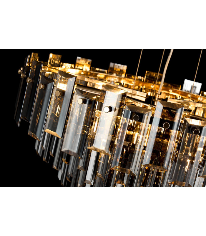 Delmar 41cm Pendant 6 Light E14 French Gold/Smoke Glass-15