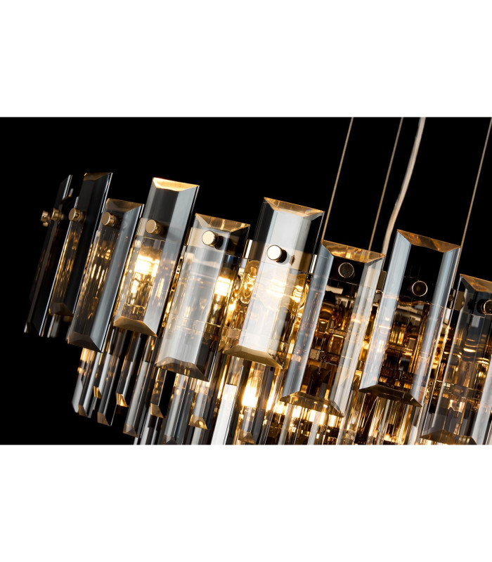 Delmar 41cm Pendant 6 Light E14 French Gold/Smoke Glass-16