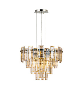 Delmar 41cm Pendant 6 Light E14 Polished Nickel/Champagne Glass-1
