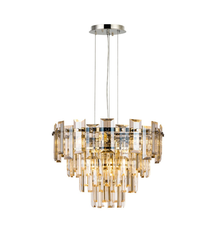 Delmar 41cm Pendant 6 Light E14 Polished Nickel/Champagne Glass-1