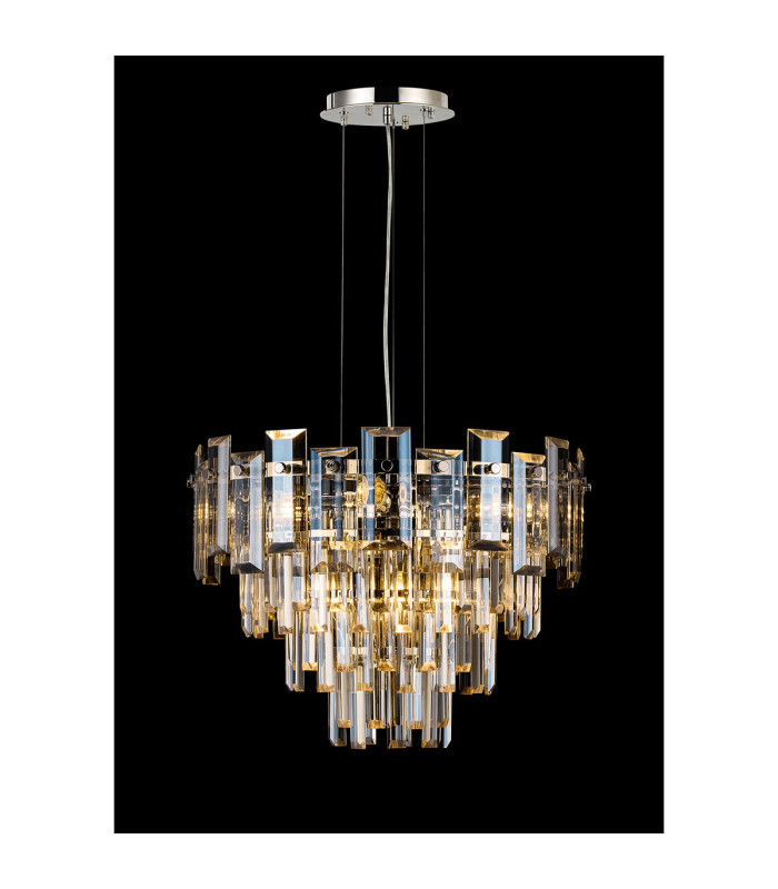 Delmar 41cm Pendant 6 Light E14 Polished Nickel/Champagne Glass-3