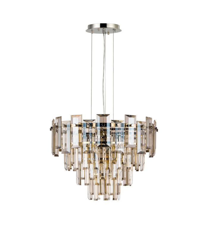 Delmar 41cm Pendant 6 Light E14 Polished Nickel/Champagne Glass-4