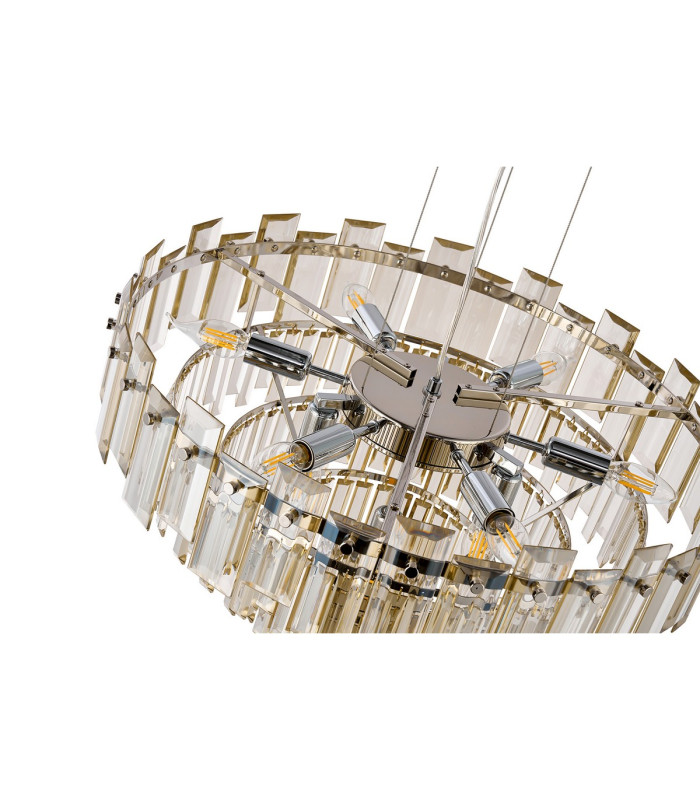 Delmar 41cm Pendant 6 Light E14 Polished Nickel/Champagne Glass-11