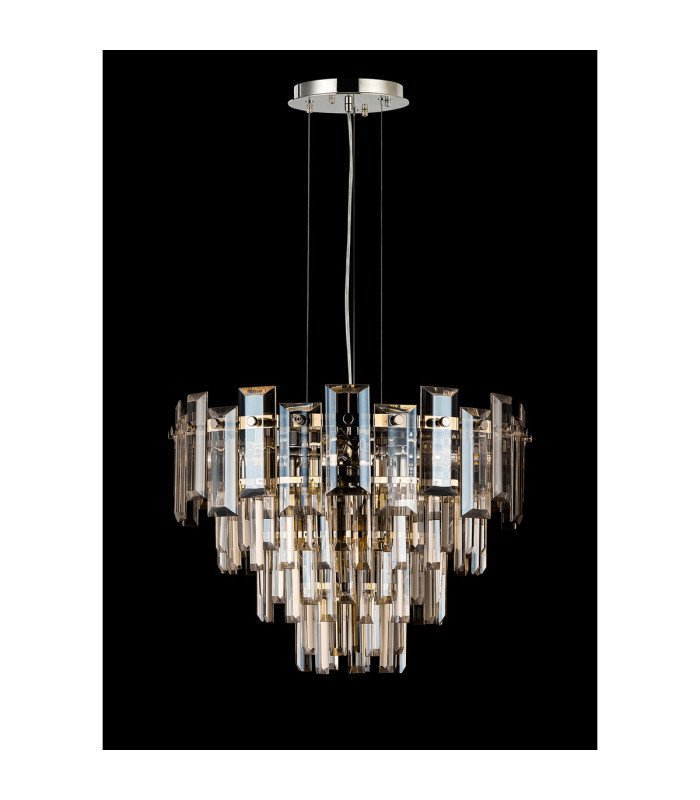 Delmar 41cm Pendant 6 Light E14 Polished Nickel/Champagne Glass-13