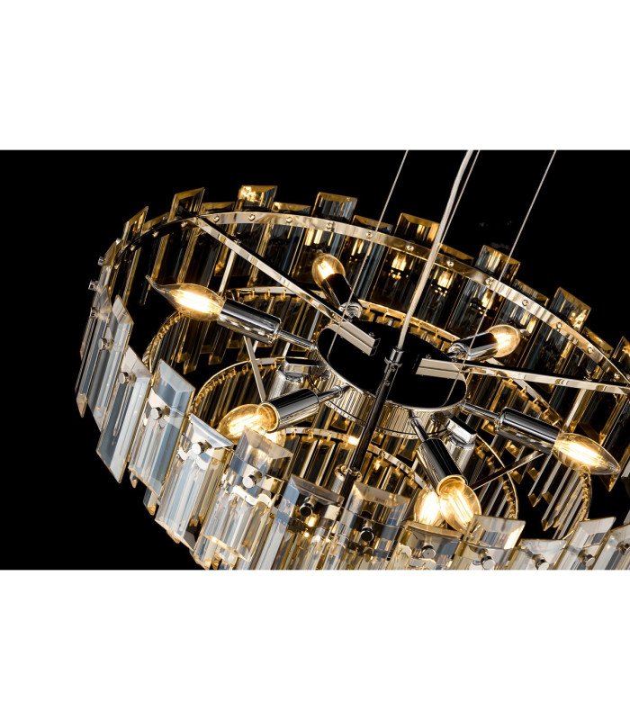 Delmar 41cm Pendant 6 Light E14 Polished Nickel/Champagne Glass-14