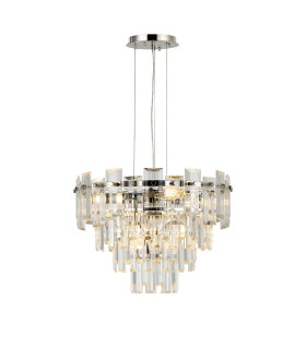 Delmar 41cm Pendant 6 Light E14 Polished Nickel/Clear Glass-1
