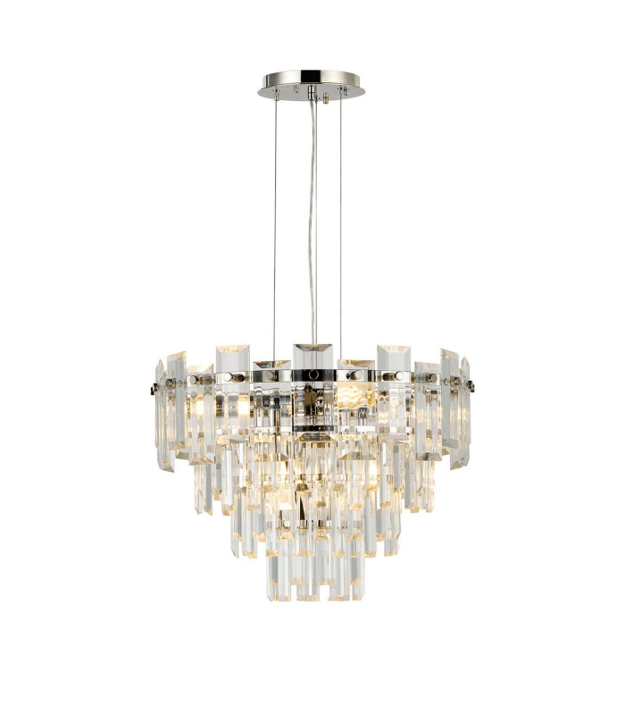 Delmar 41cm Pendant 6 Light E14 Polished Nickel/Clear Glass-1