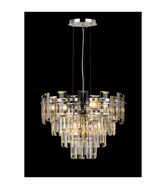 Delmar 41cm Pendant 6 Light E14 Polished Nickel/Clear Glass-3