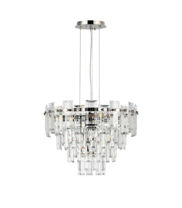 Delmar 41cm Pendant 6 Light E14 Polished Nickel/Clear Glass-4