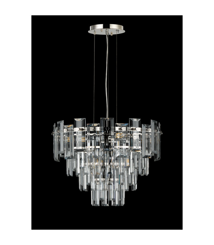 Delmar 41cm Pendant 6 Light E14 Polished Nickel/Clear Glass-7