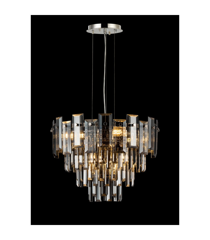 Delmar 41cm Pendant 6 Light E14 Polished Nickel/Smoke Glass-3