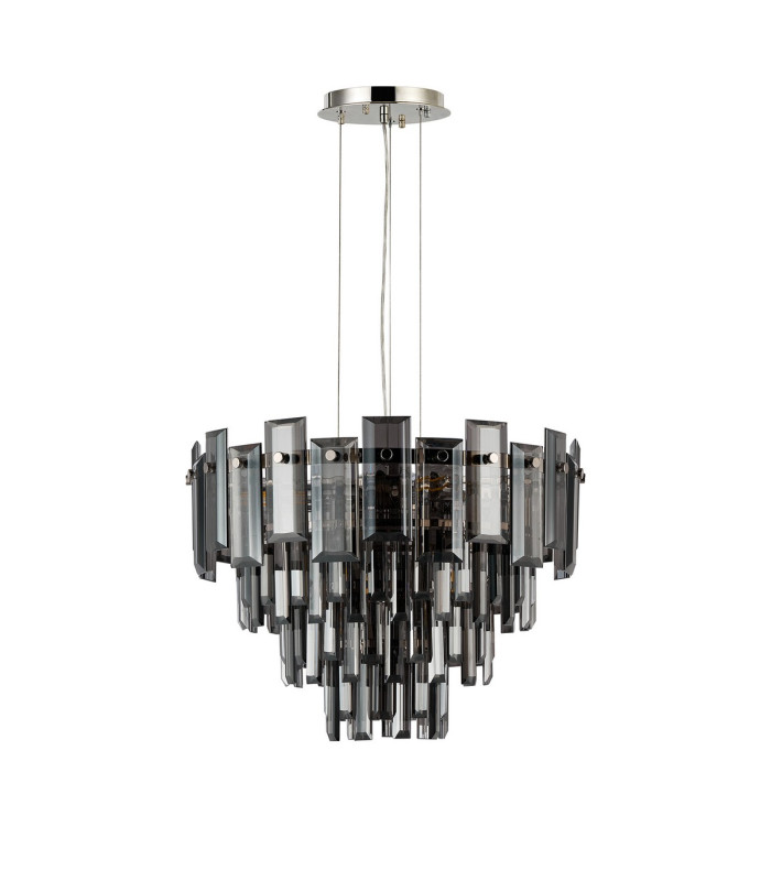 Delmar 41cm Pendant 6 Light E14 Polished Nickel/Smoke Glass-4
