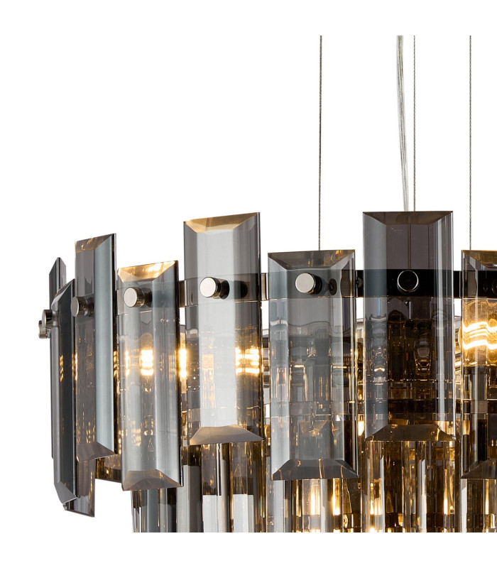 Delmar 41cm Pendant 6 Light E14 Polished Nickel/Smoke Glass-6