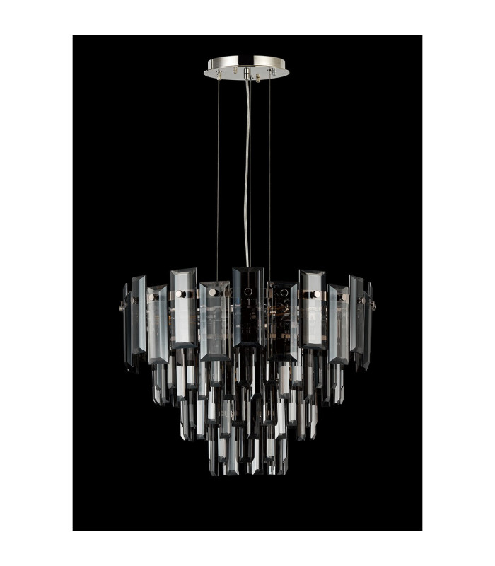 Delmar 41cm Pendant 6 Light E14 Polished Nickel/Smoke Glass-8