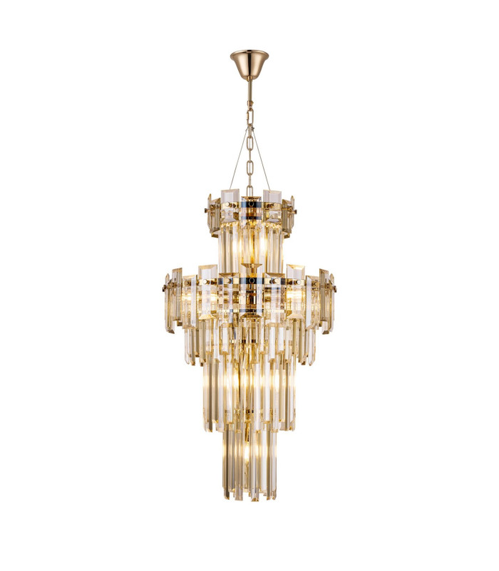 Delmar 41cm Tall Pendant 9 Light E14 French Gold/Champagne Glass-1