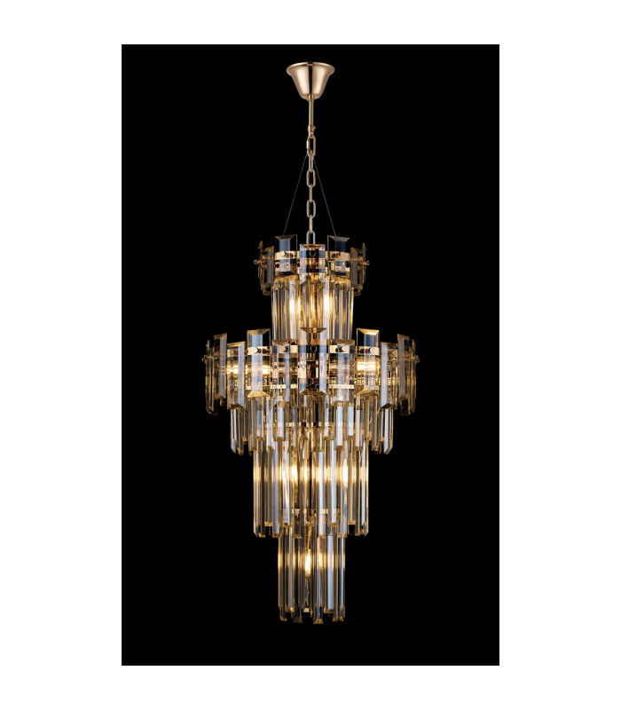Delmar 41cm Tall Pendant 9 Light E14 French Gold/Champagne Glass-3