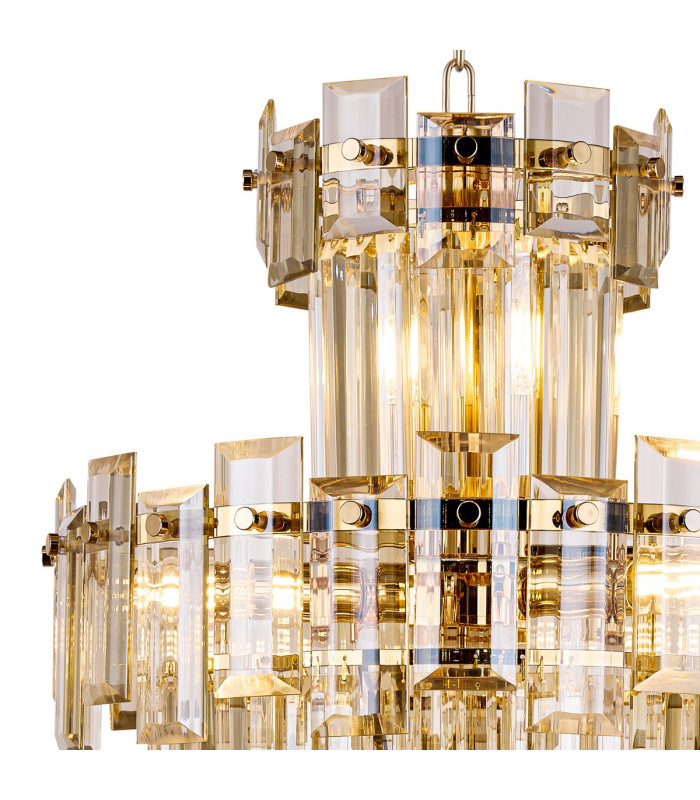 Delmar 41cm Tall Pendant 9 Light E14 French Gold/Champagne Glass-6