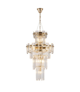 Delmar 41cm Tall Pendant 9 Light E14 French Gold/Clear Glass-1
