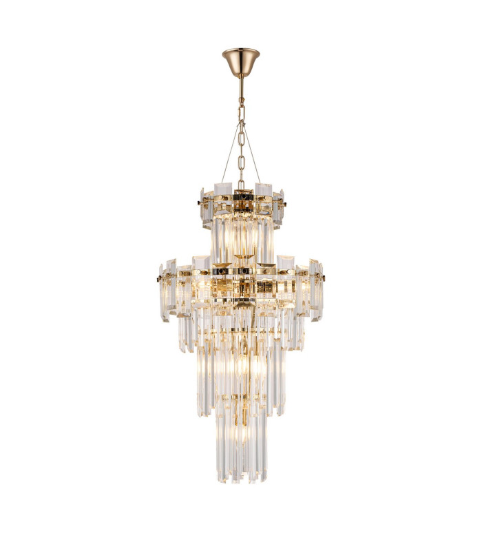 Delmar 41cm Tall Pendant 9 Light E14 French Gold/Clear Glass-1