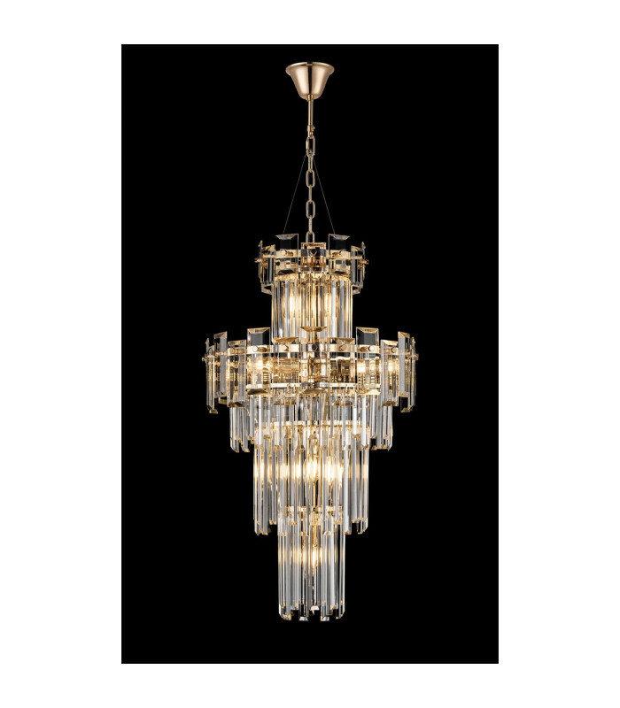 Delmar 41cm Tall Pendant 9 Light E14 French Gold/Clear Glass-3