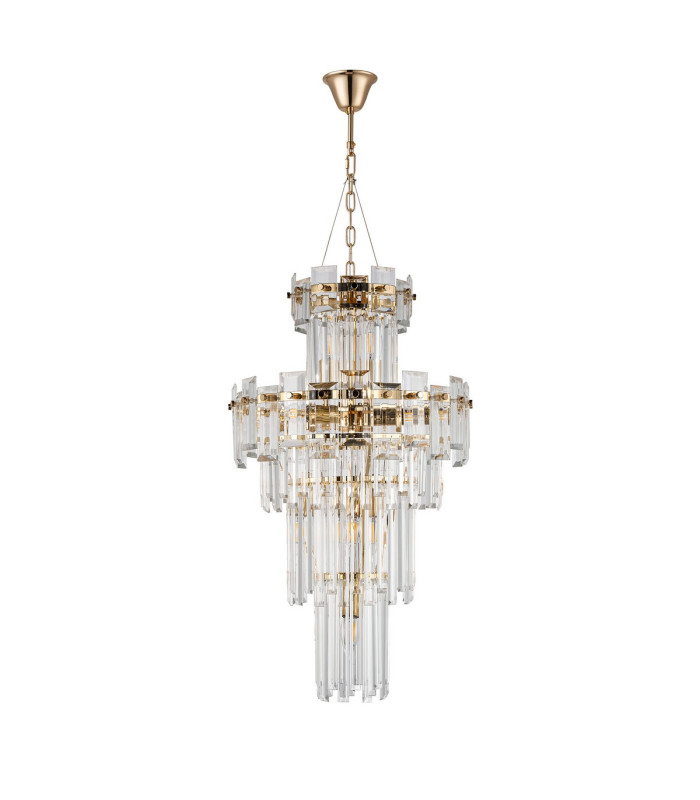 Delmar 41cm Tall Pendant 9 Light E14 French Gold/Clear Glass-4