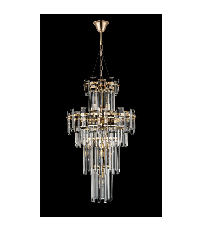 Delmar 41cm Tall Pendant 9 Light E14 French Gold/Clear Glass-8