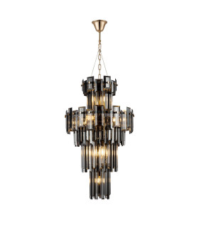 Delmar 41cm Tall Pendant 9 Light E14 French Gold/Smoke Glass-1