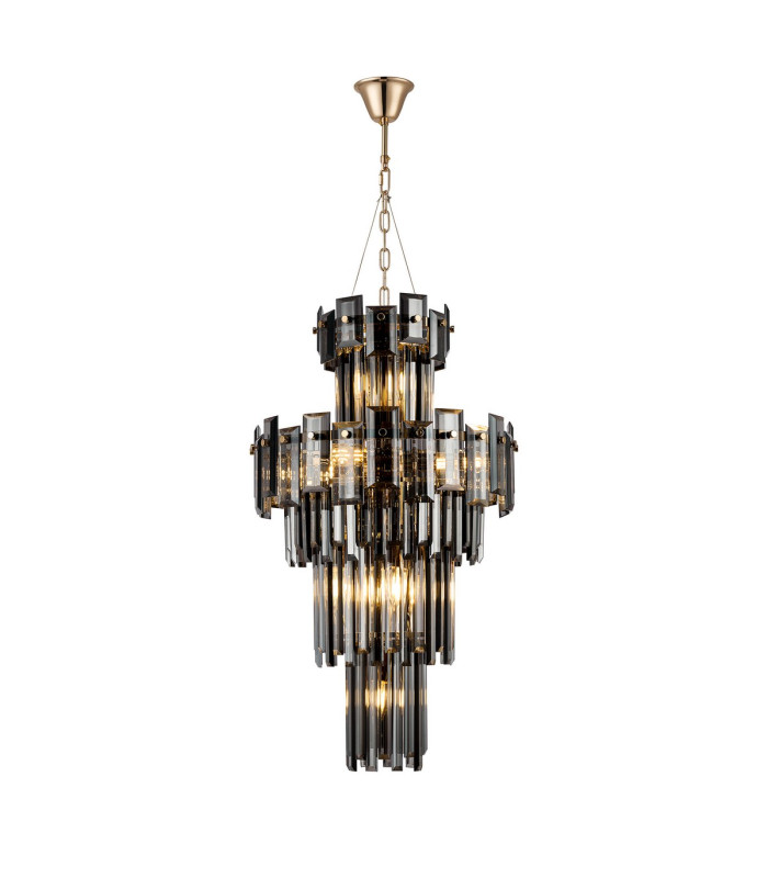 Delmar 41cm Tall Pendant 9 Light E14 French Gold/Smoke Glass-1
