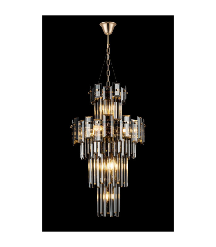 Delmar 41cm Tall Pendant 9 Light E14 French Gold/Smoke Glass-3