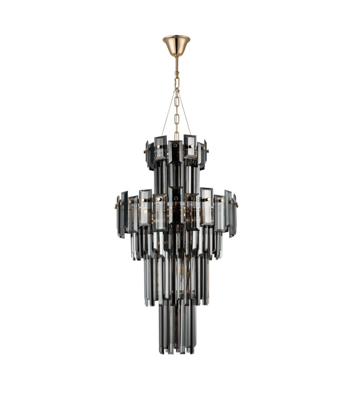 Delmar 41cm Tall Pendant 9 Light E14 French Gold/Smoke Glass-4