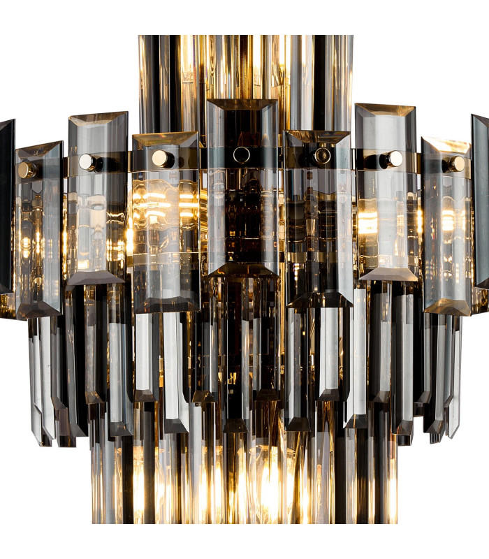 Delmar 41cm Tall Pendant 9 Light E14 French Gold/Smoke Glass-6