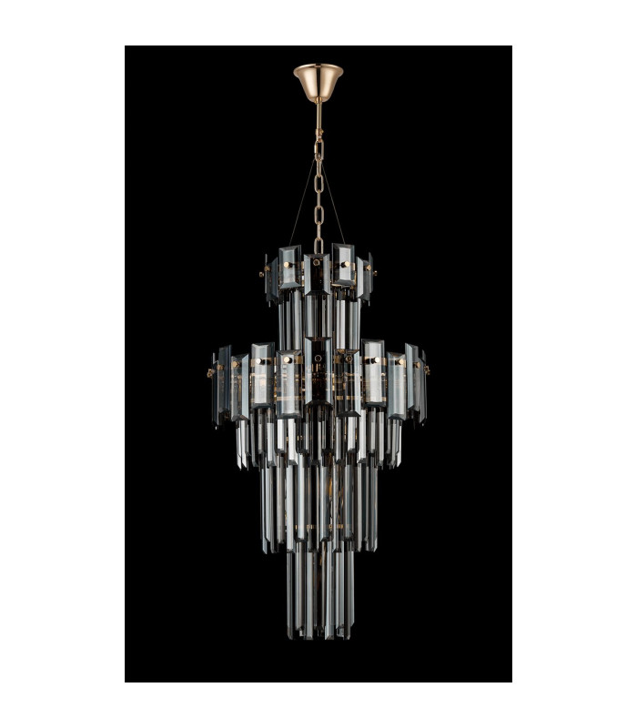 Delmar 41cm Tall Pendant 9 Light E14 French Gold/Smoke Glass-9