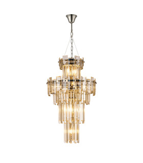 Delmar 41cm Tall Pendant 9 Light E14 Polished Nickel/Champagne Glass-1