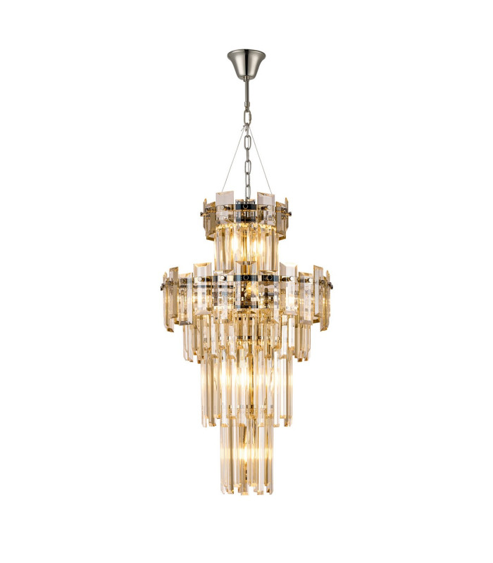 Delmar 41cm Tall Pendant 9 Light E14 Polished Nickel/Champagne Glass-1