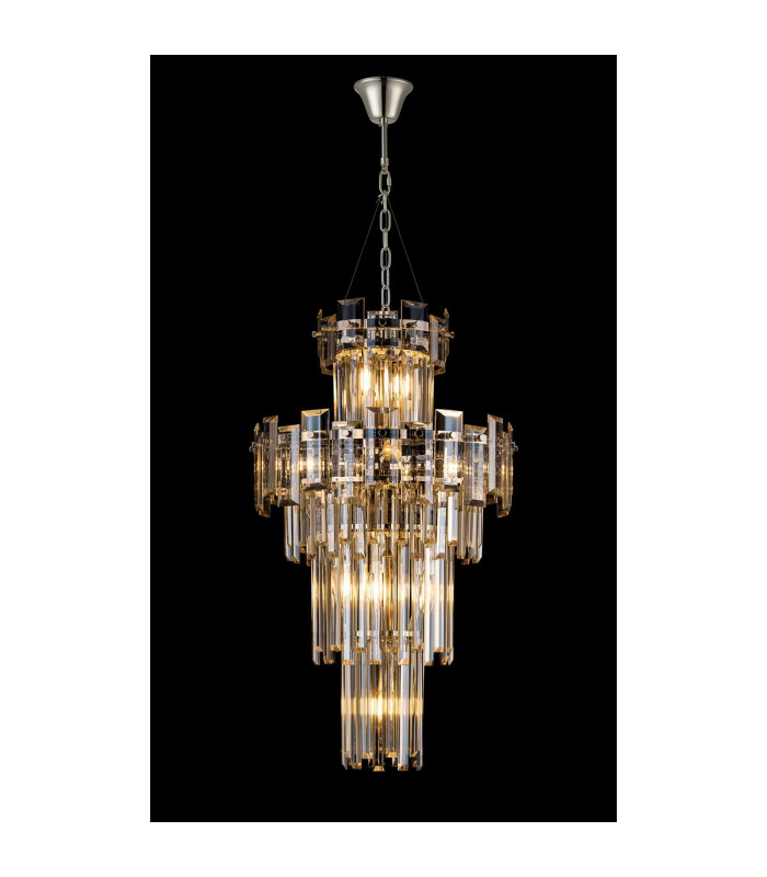 Delmar 41cm Tall Pendant 9 Light E14 Polished Nickel/Champagne Glass-3