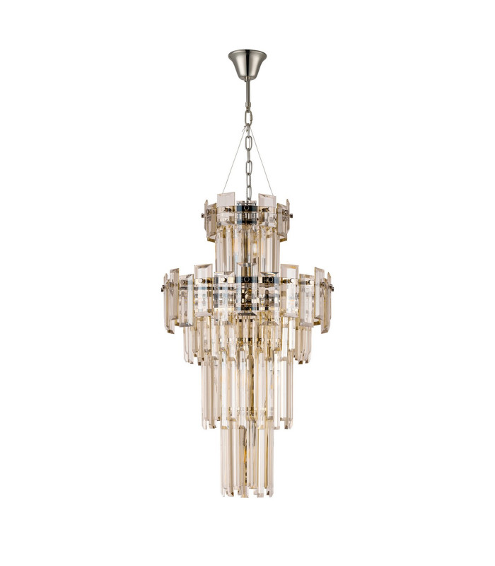 Delmar 41cm Tall Pendant 9 Light E14 Polished Nickel/Champagne Glass-4