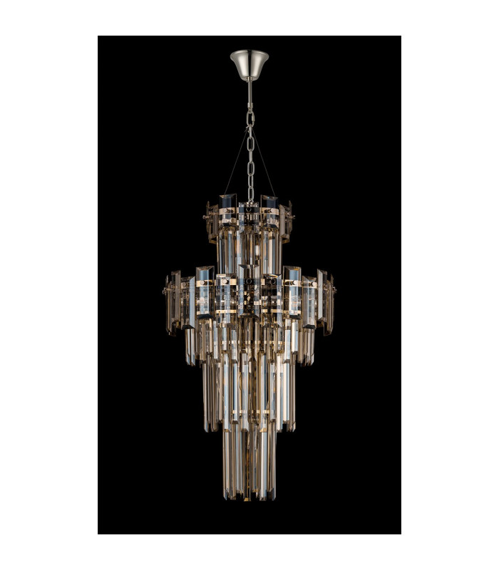 Delmar 41cm Tall Pendant 9 Light E14 Polished Nickel/Champagne Glass-9